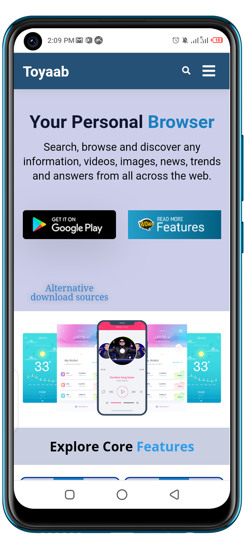 Toyaab browser showcase